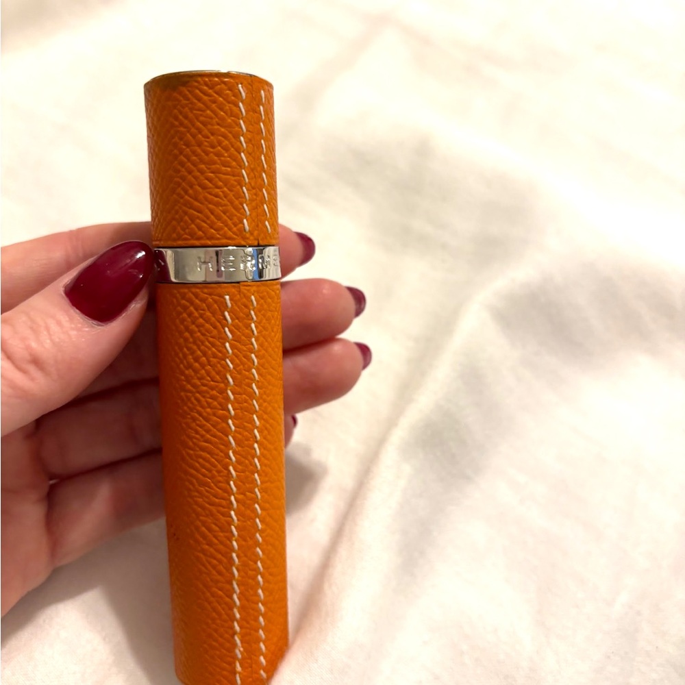 Hermes Orange Leather Atomizer Refillable Bottle
